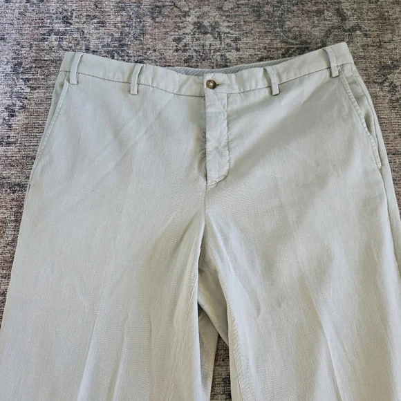 Zanella Devon Wool Dress Pants Serge Light Khaki Creased 36x36 113839 - Picture 2 of 8